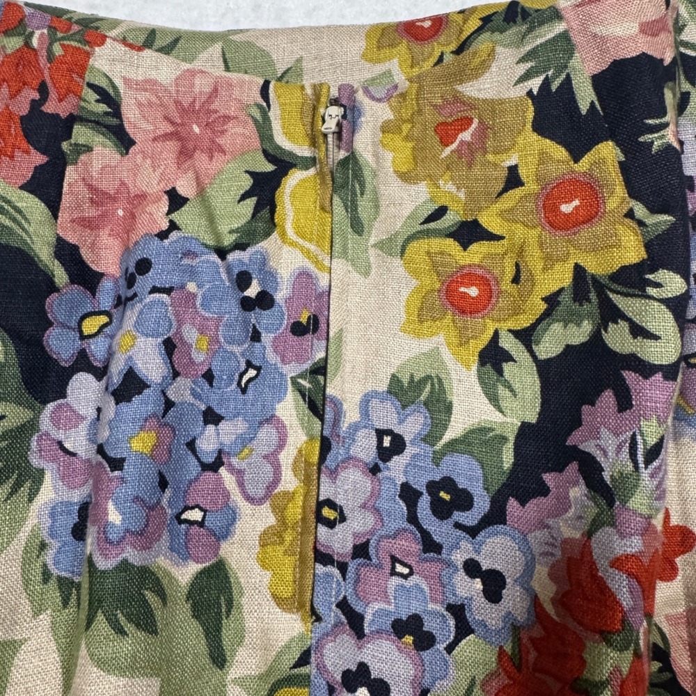 Anne Klein II Vintage Floral Linen Plaid Trim Faux Wrap Skirt Size 6 Multi-Color - Picture 8 of 8